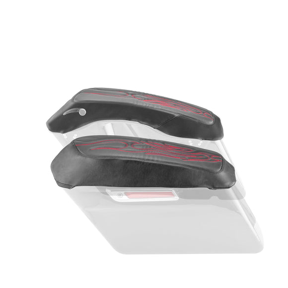 2014 - 2024 harley Touring Red Flame Microfiber Leather Saddlebag Lid Covers - Mofun - 90209009