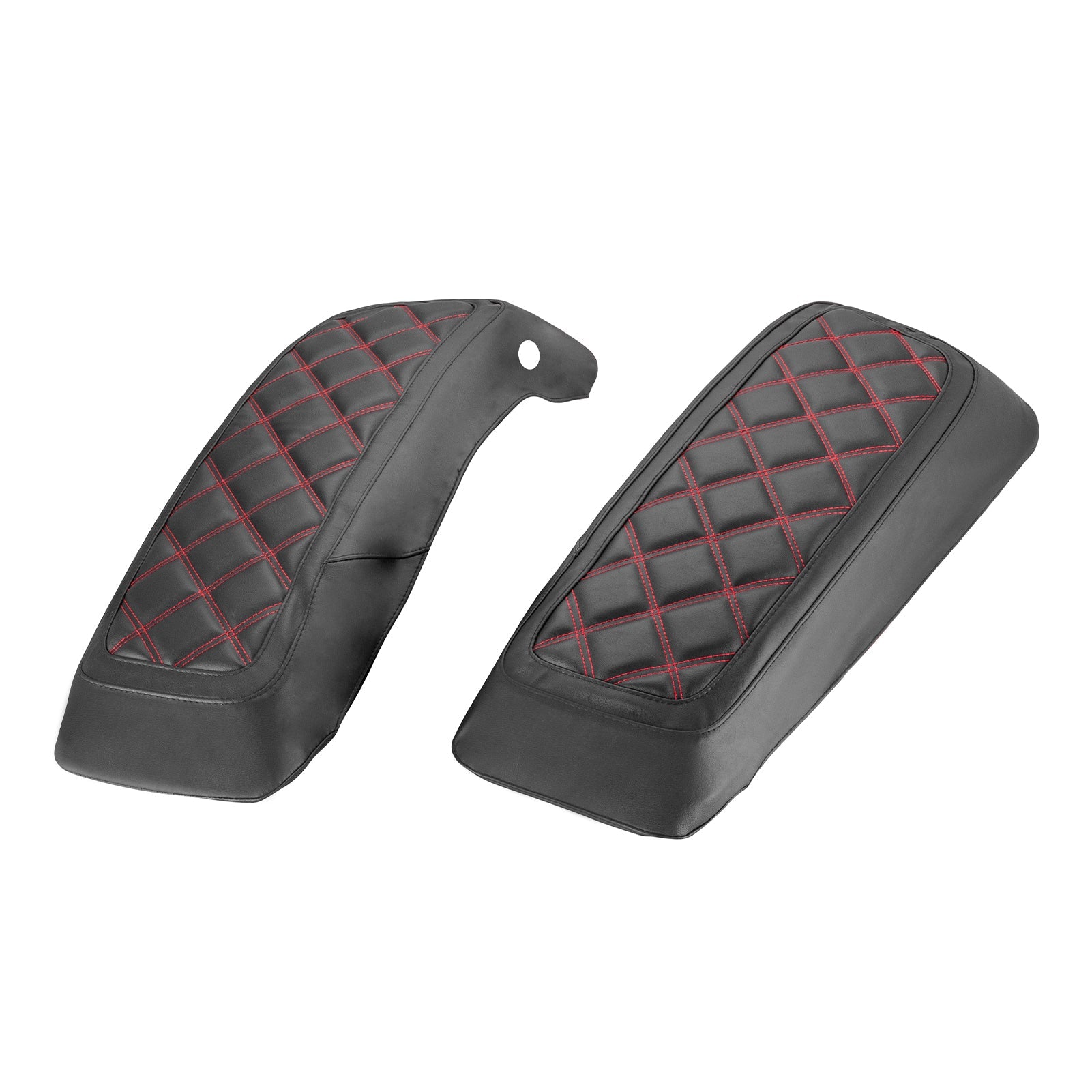 2014 - 2024 Harley Touring Road King Road Glide Red Square Microfiber Leather Saddlebag Lid Covers - Mofun - 90209013