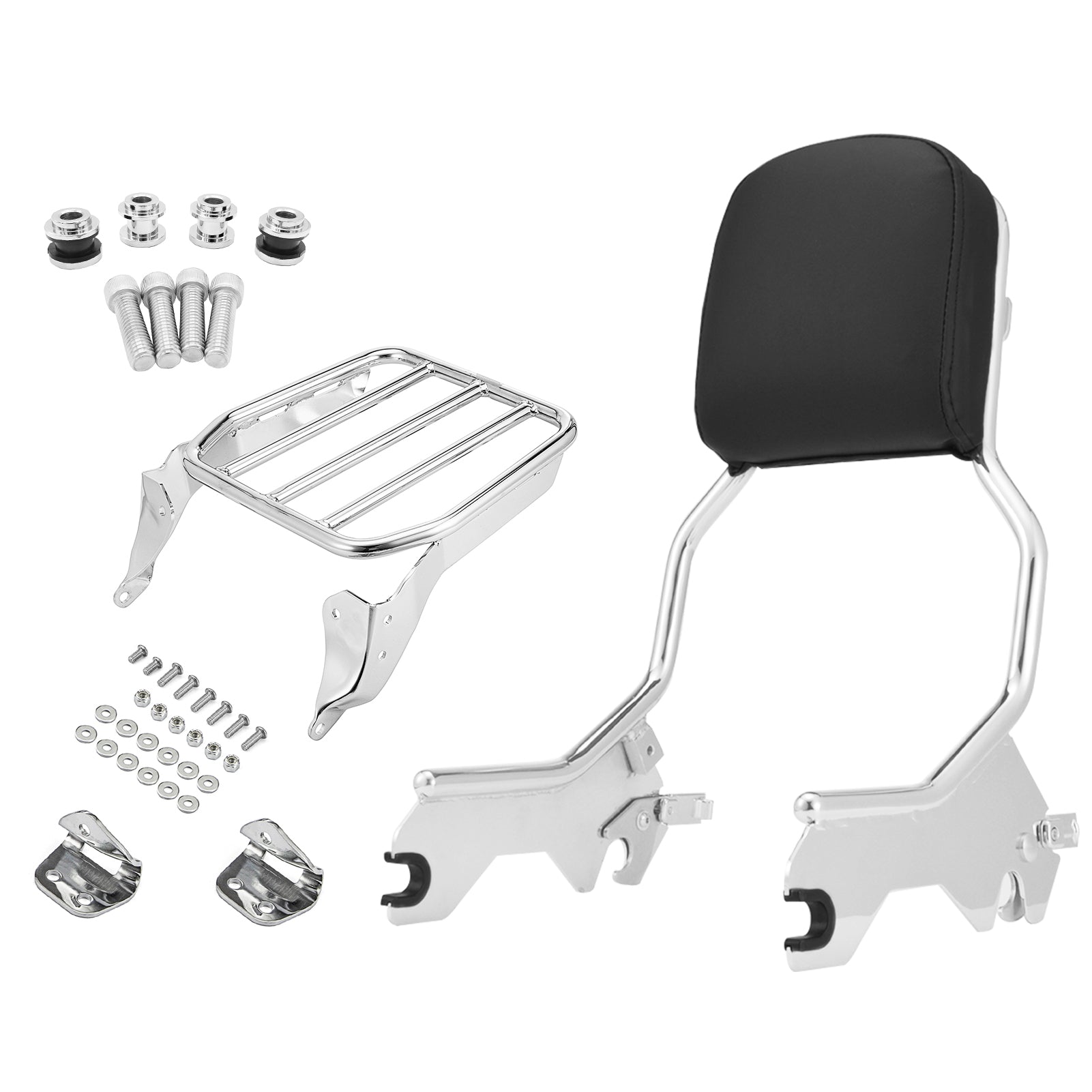2018+ Harley Softail Deluxe Street Bob Upright Backrest Sissy Bar Luggage Rack Docking Kit - Mofun - HD043 - B+HD062 - E+HD063 - E