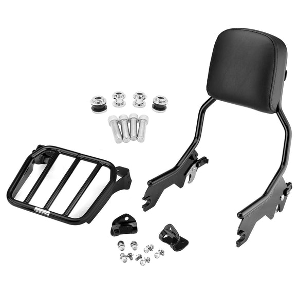 2018+ Harley Softail Deluxe Street Bob Upright Backrest Sissy Bar Luggage Rack Docking Kit - Mofun - HD043 - B+HD062 - B+HD063 - B