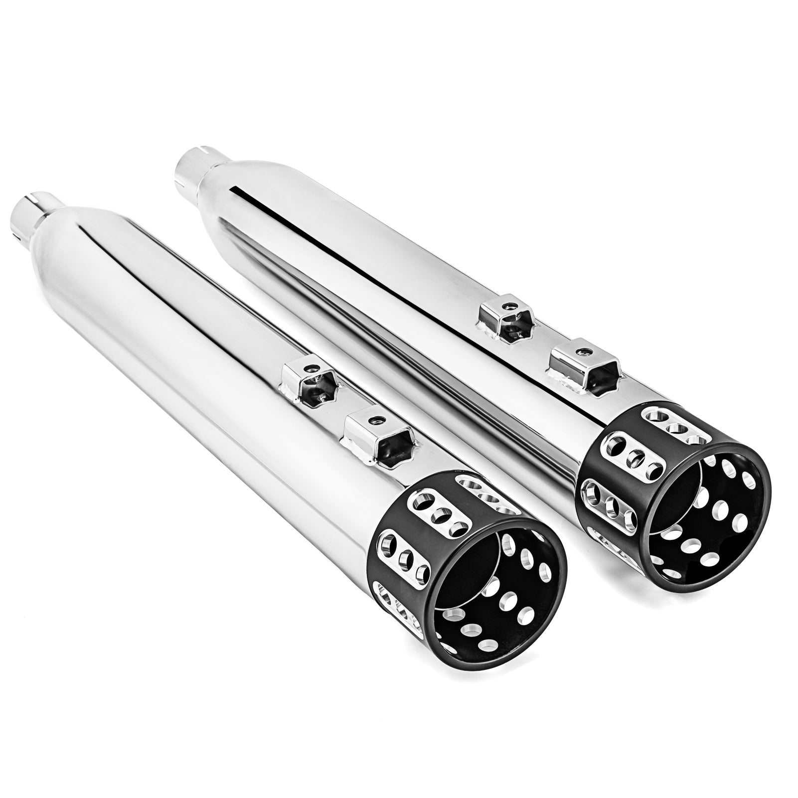 Chrome 4" Megaphone style Slip-On Mufflers Exhaust, Exhaust Pipes For 1995-2016 Harley Davidson Touring-1
