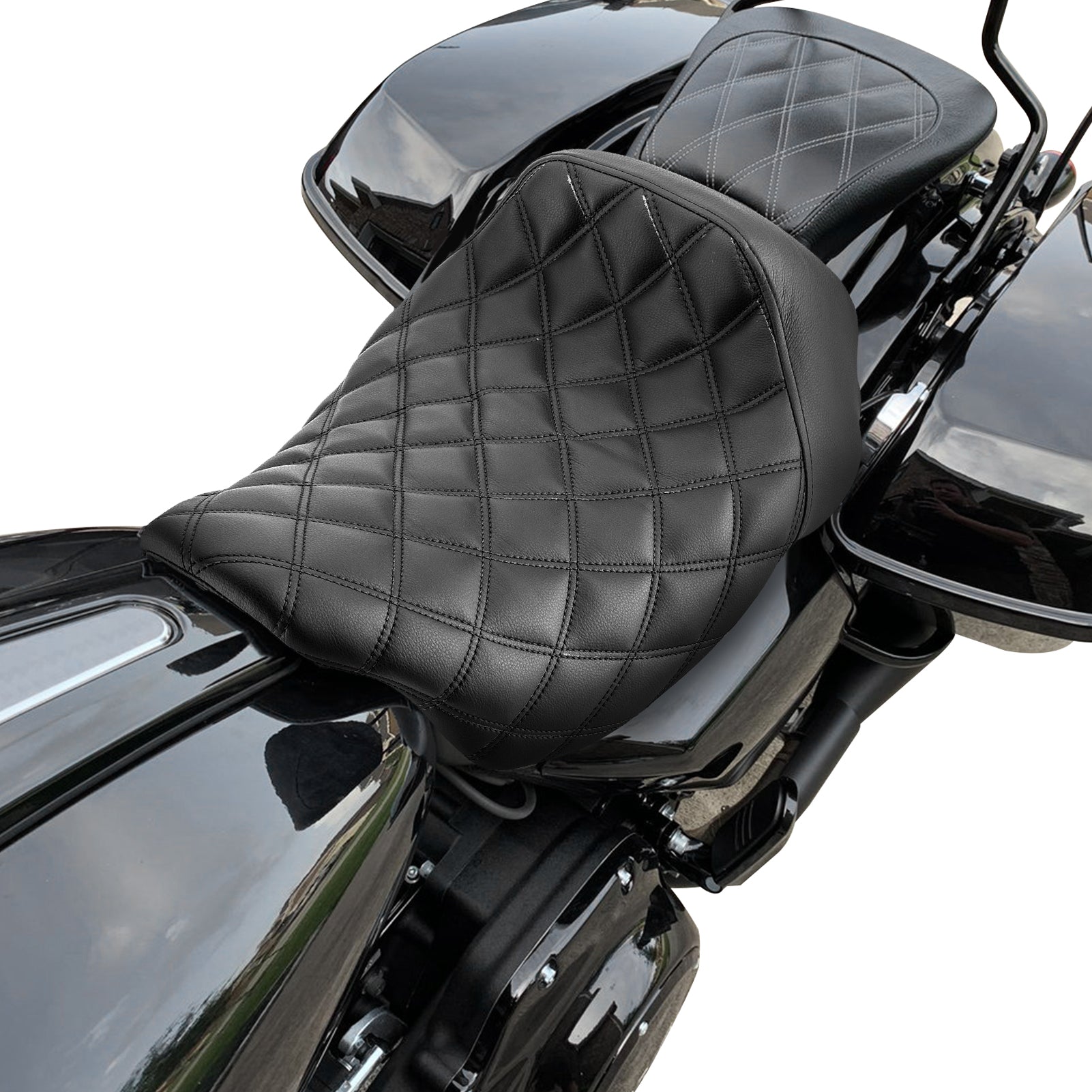 2008-2023 Harley Touring Street Glide Road Glide Road King Black Square Solo Rider Seat-5