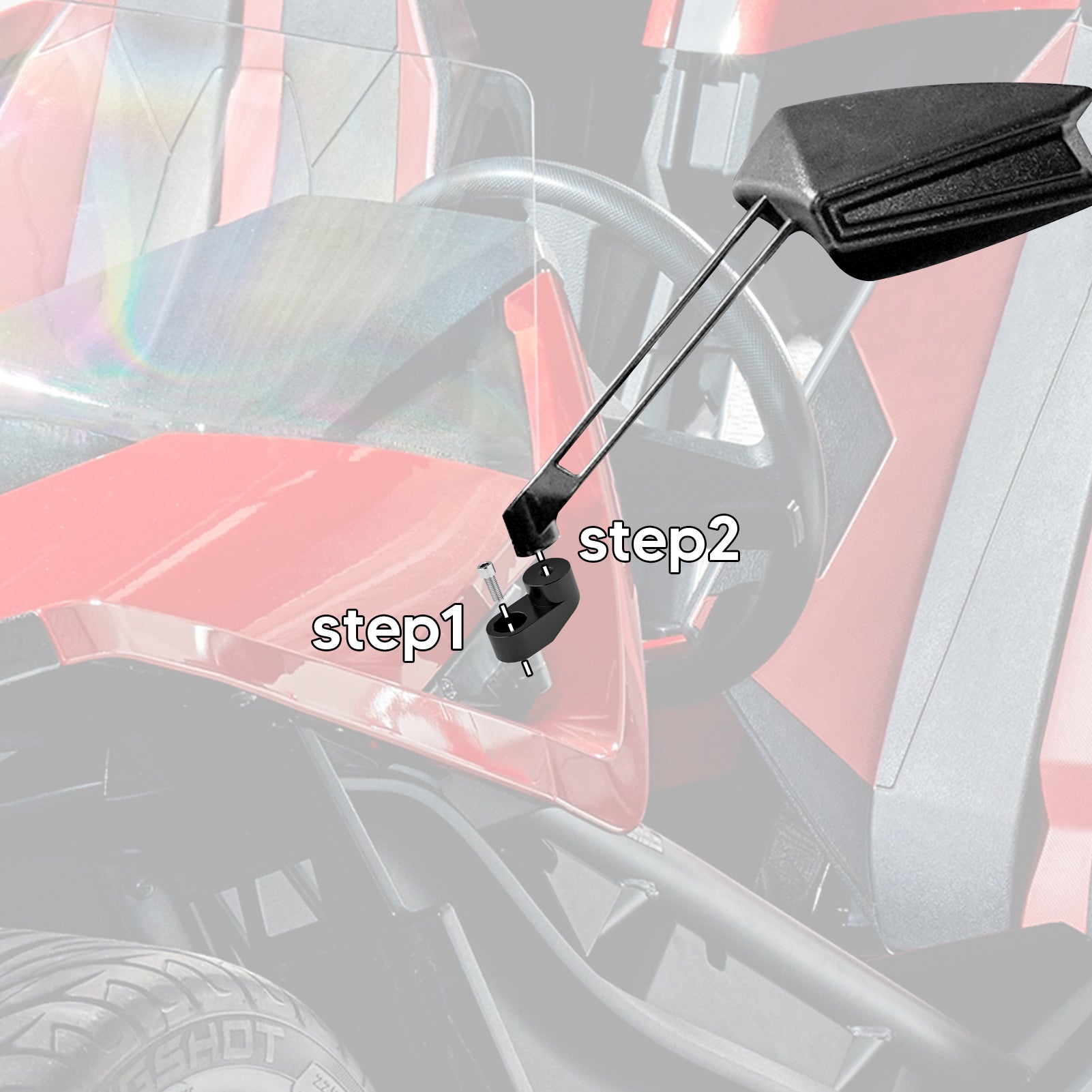Pair For 2015+ Polaris Slingshot Adjustable Side Mirror Risers Extender Adaptor