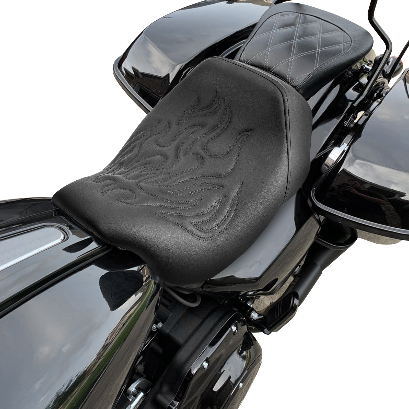 2008-2024 Harley Touring Road King Road Glide Street Glide Black Flame Solo Rider Seat