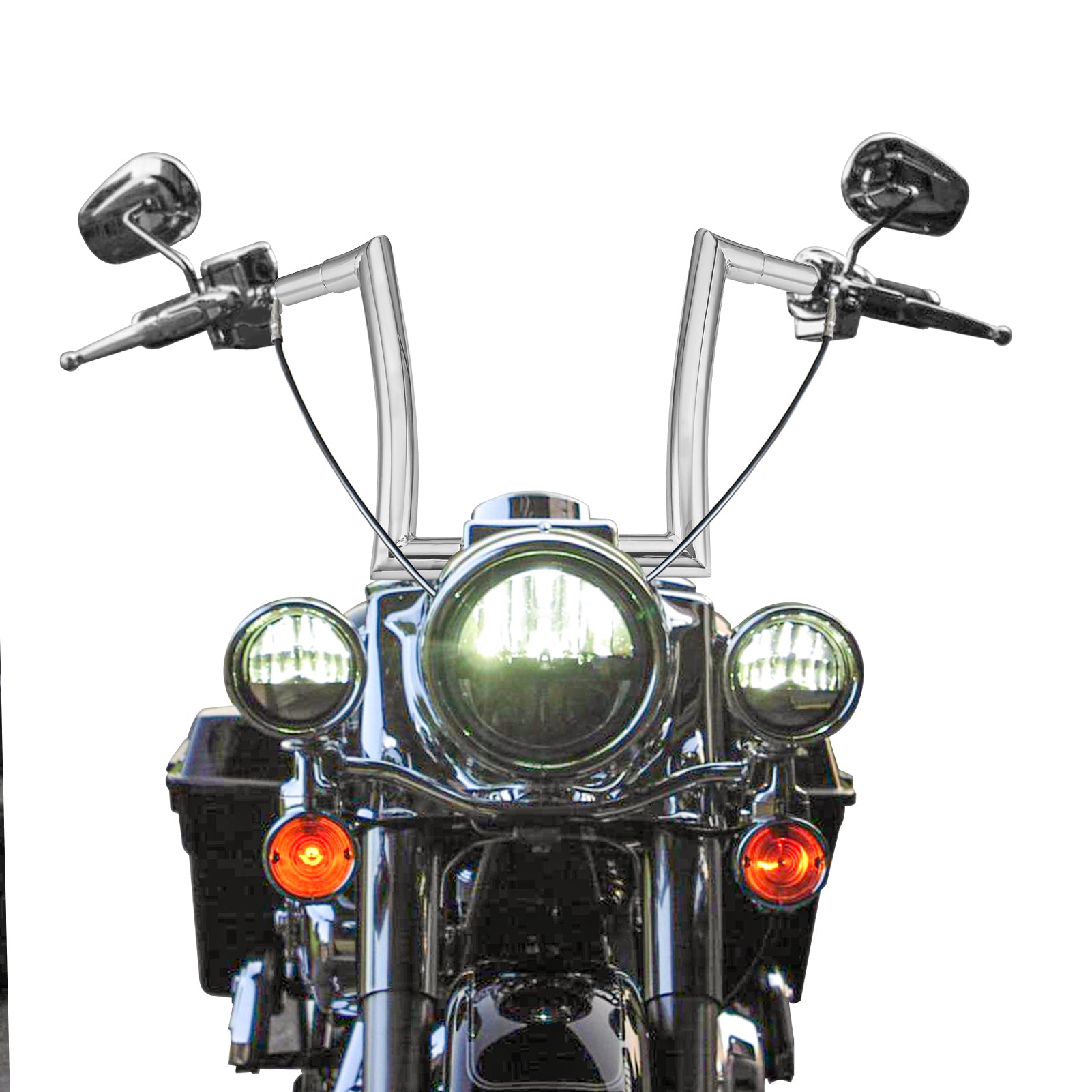Harley Electra Glide Road King Dyna 12" Rise 1" Clamp Fat Ape Hangers Bar Handlebar-2