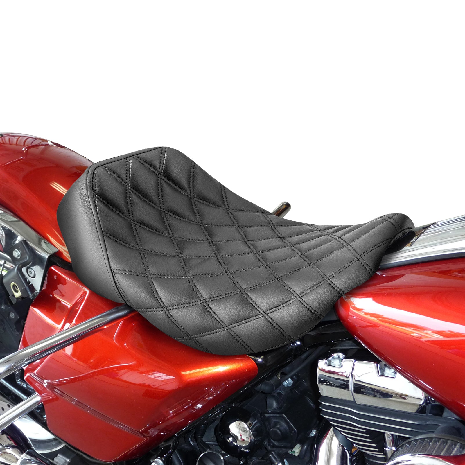 2008-2023 Harley Touring Street Glide Road Glide Road King Black Square Solo Rider Seat-6