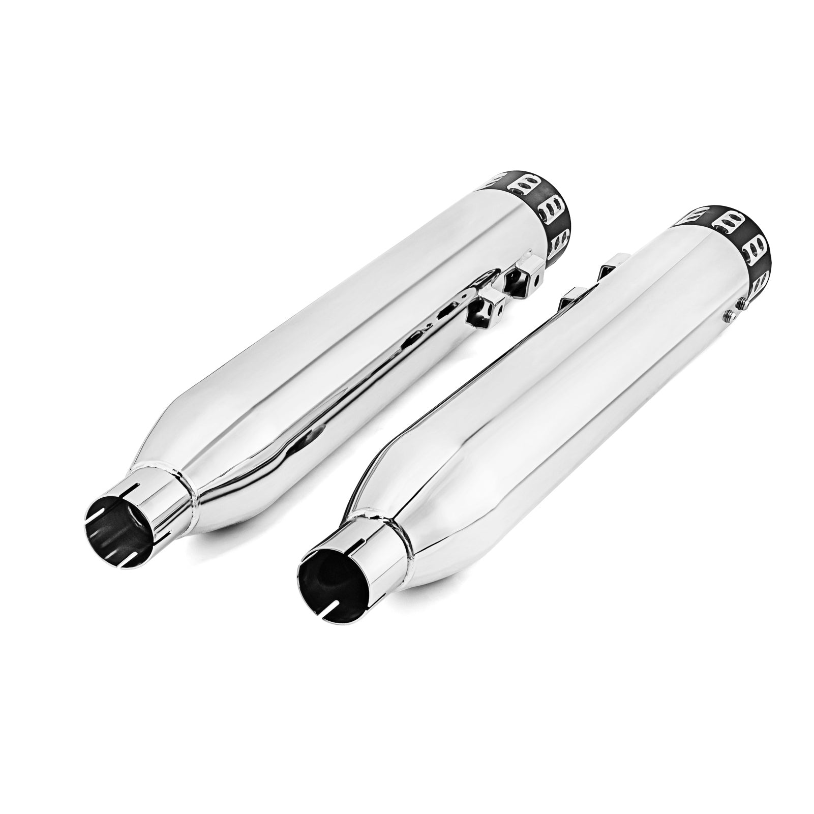 Chrome 4" Megaphone style Slip-On Mufflers Exhaust, Exhaust Pipes For 1995-2016 Harley Davidson Touring