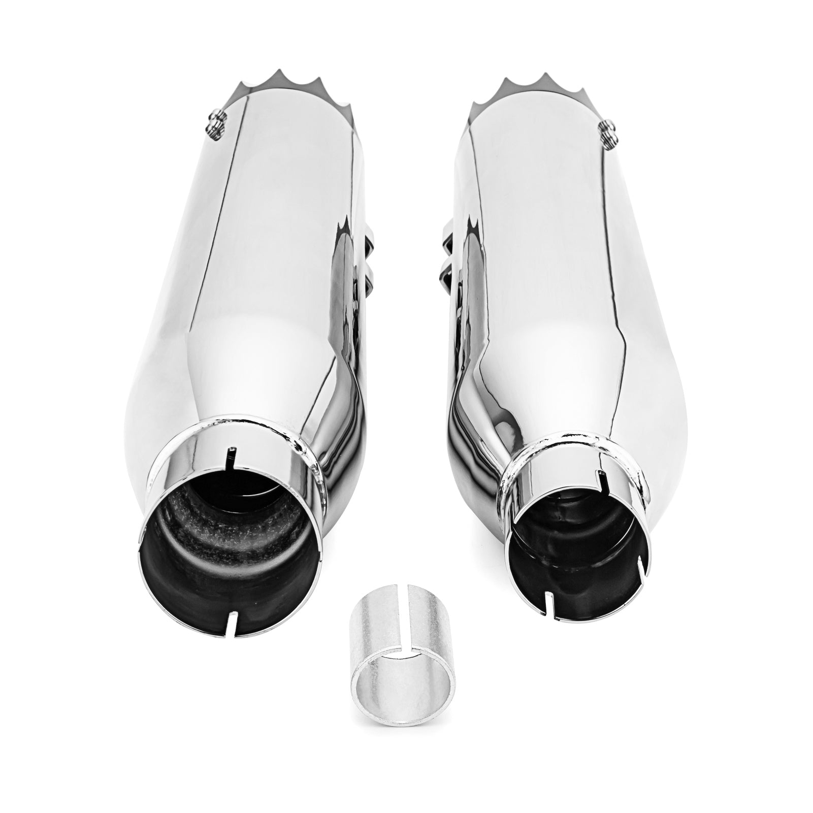 Mofun 4" Slalsh End Tip Chrome Megaphone Style Slip-On Mufflers Exhaust Stock Head Pipes Compatible with 2017-up Harley Touring