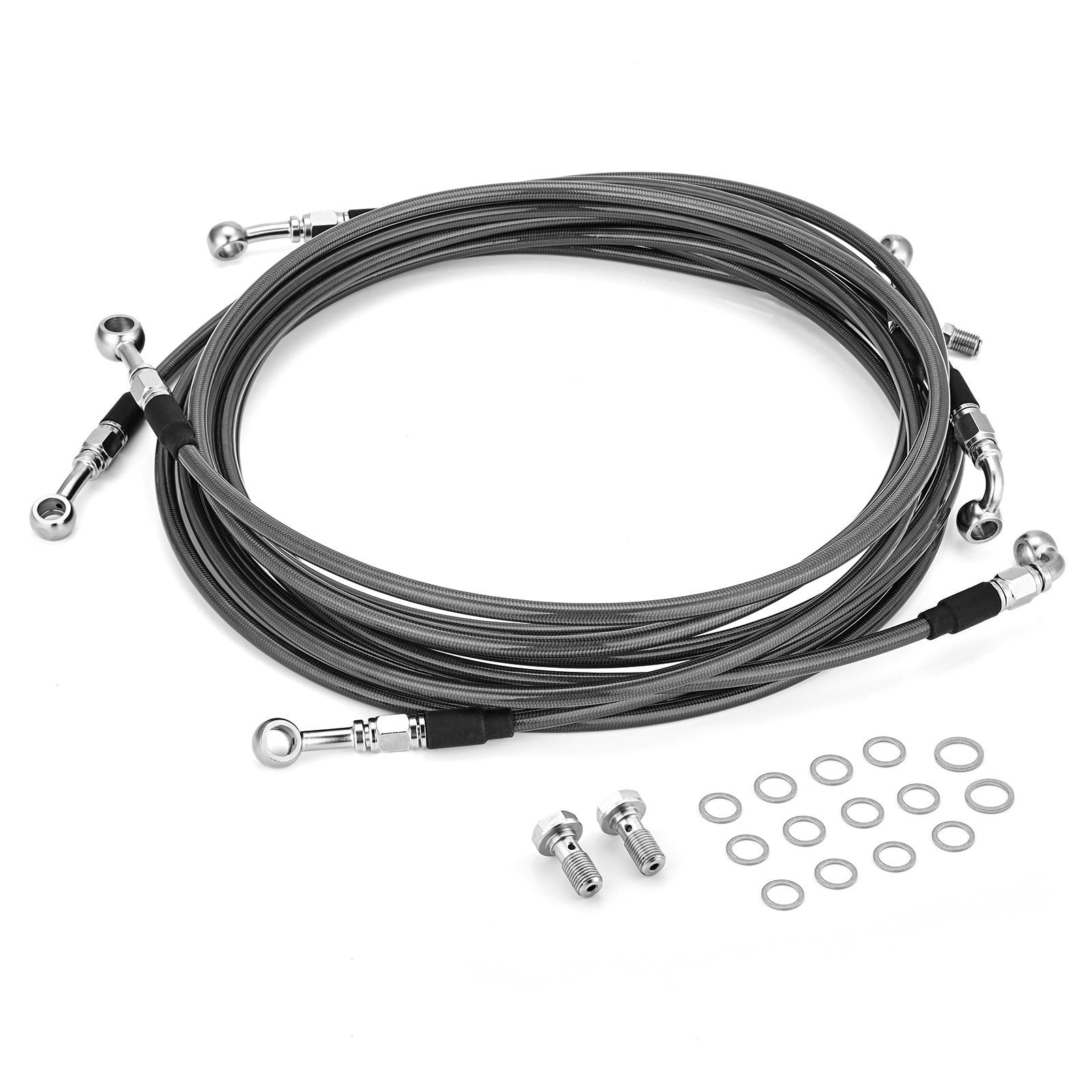 Black Stainless Steel ABS Model  Brake Line & Clutch Cable for 14" 15" 16" Handlebar