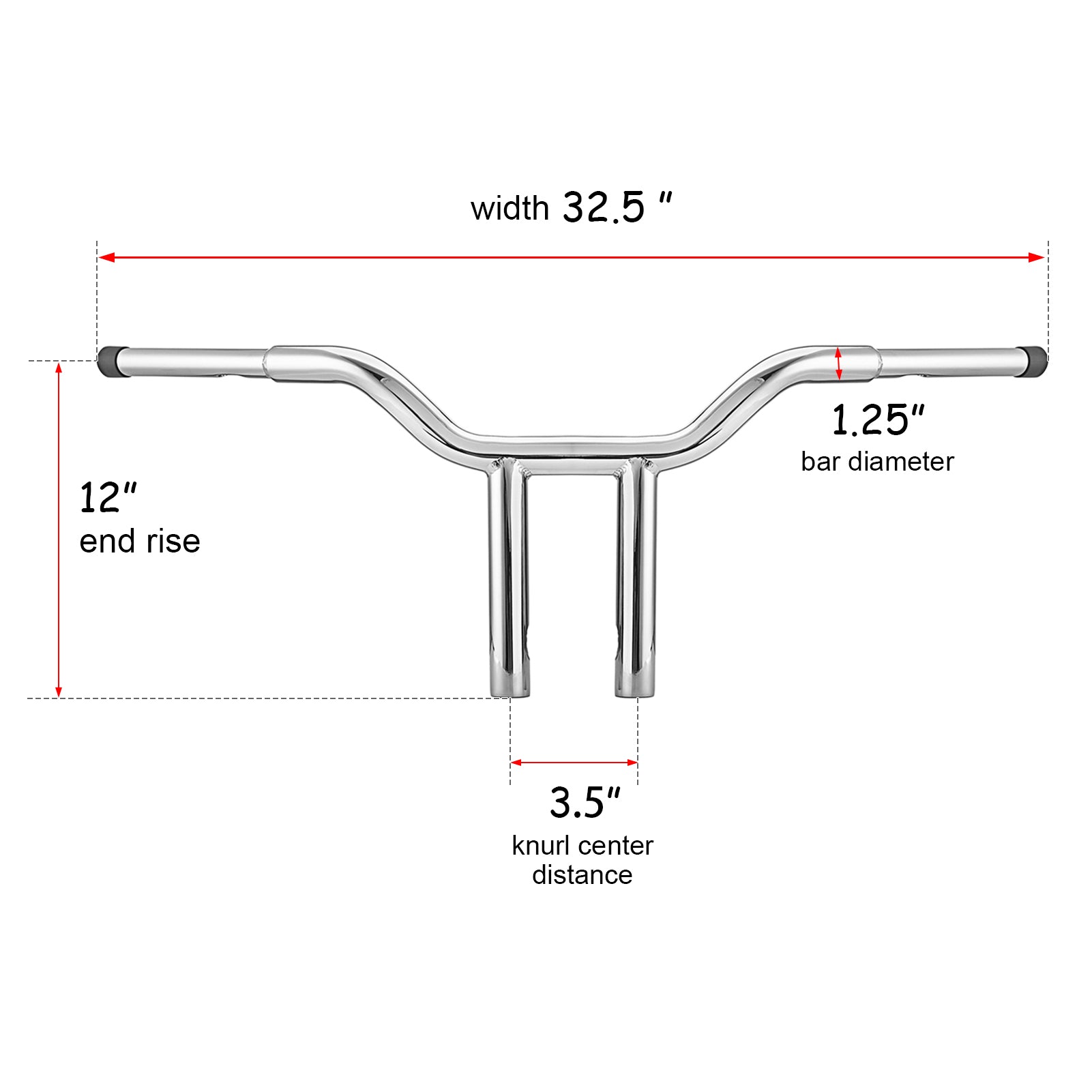 Harley Heritage Softail Fat Boy Sportster Rise 12" T Bar Handlebar Drag Bar