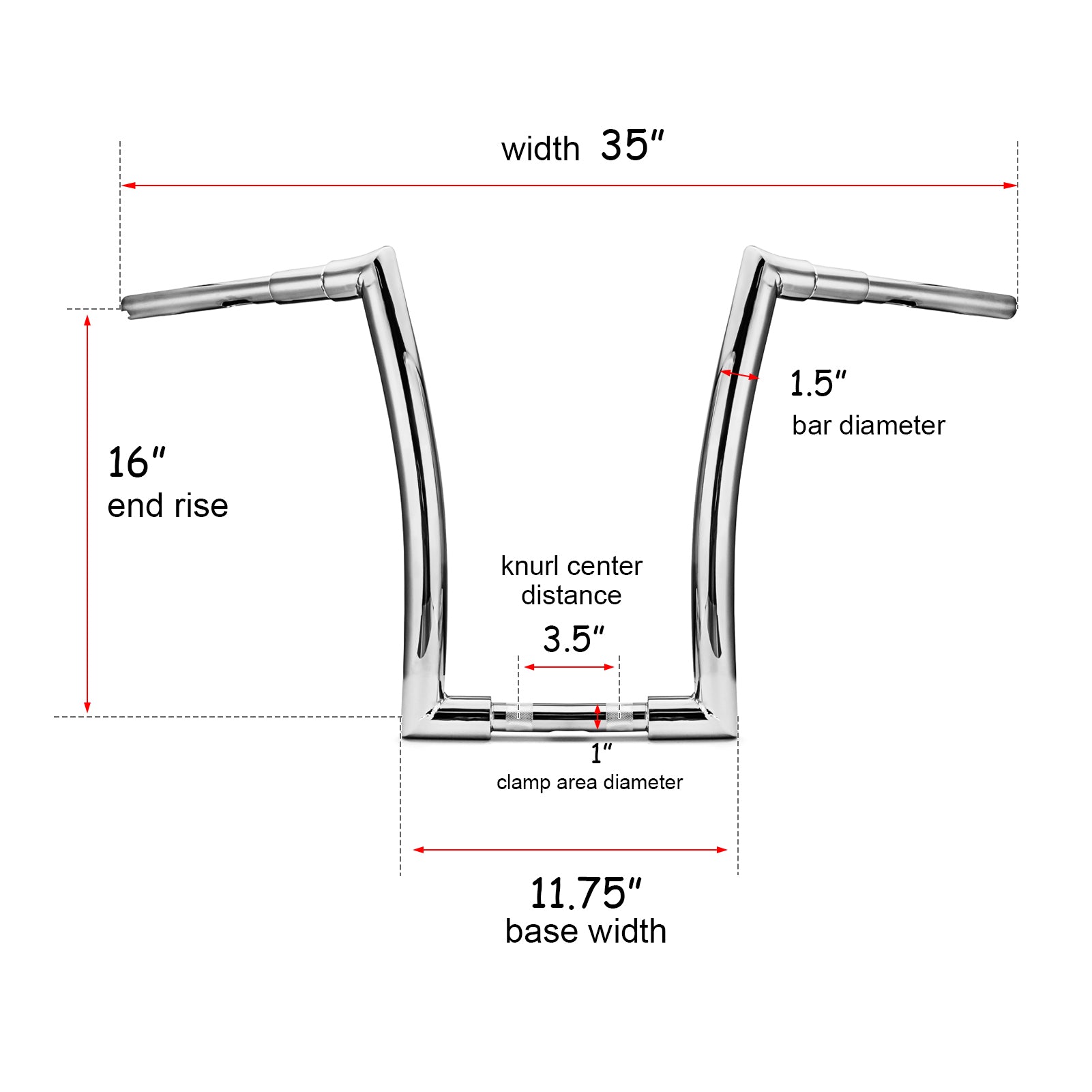 Harley Road Glide Road King Monster 16'' Rise 1" Clamp Ape Hanger Bar 1-1/2" Fat Handlebar