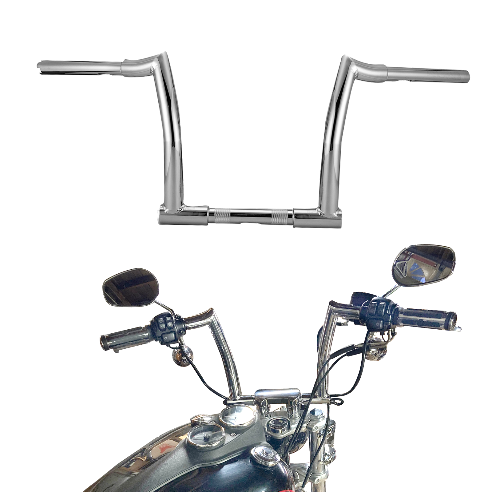 Harley Dyna Super Glides Low Riders Chizeled 1" Clamp Hanger HandleBar
