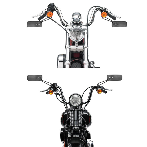 Harley Dyna Street Bob Sportster 1000 Black Rectangle Motorcycle Rear view Side Mirrors - Mofun - 90106014