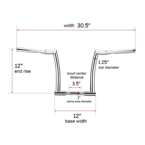 Harley Dyna Wide Glide Low Riders Fat Chizeled Lo 12" Rise 1" Clamp Hanger HandleBar Bars - Mofun - 90101203
