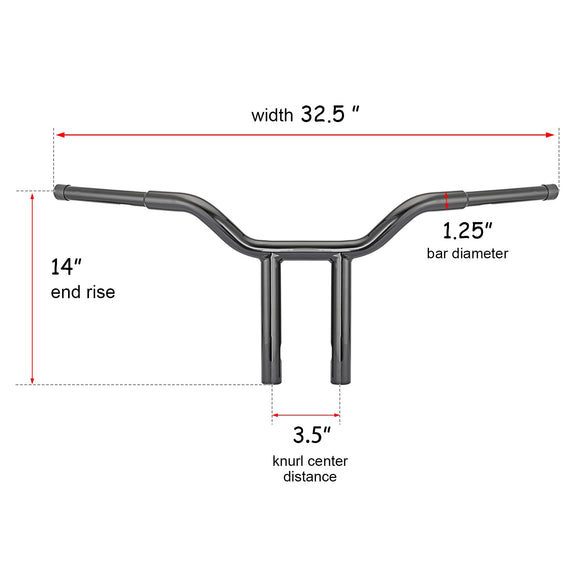 Harley Road King Custom FLHRS/I Road King Special FLHRXS 1.25" Clamp 1 - 1/4" Handlebar - Mofun - HD169 - A - 14 - B