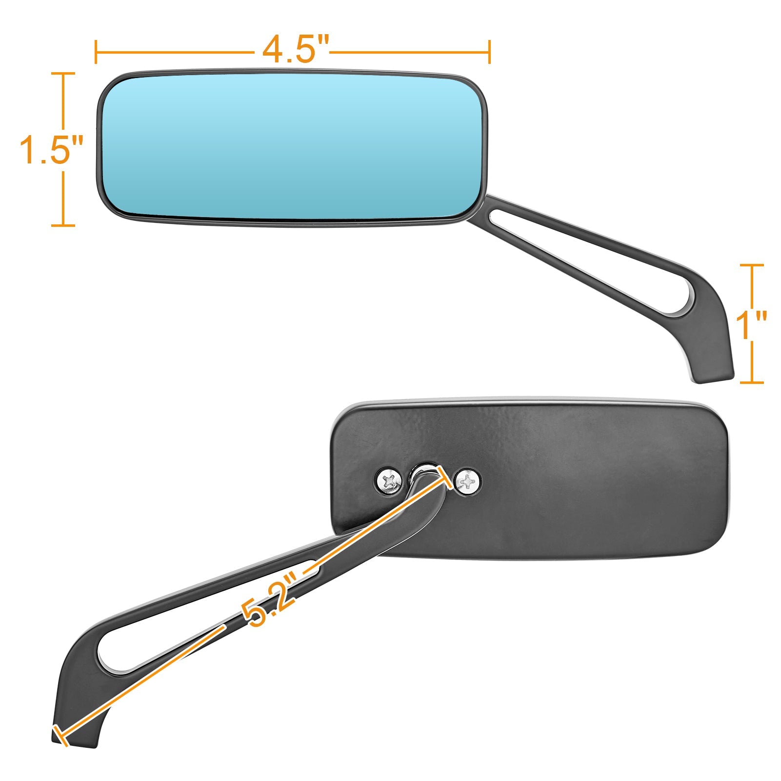 Harley Softail FLDE Electra Glide FLH Black Rectangle Motorcycle Rear View Side Mirrors - Mofun - 90106014