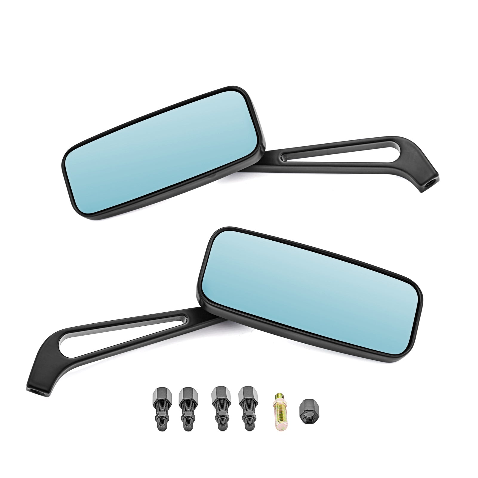 Harley Softail FLDE Electra Glide FLH Black Rectangle Motorcycle Rear View Side Mirrors - Mofun - 90106014