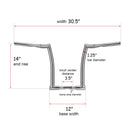 Harley Sportster 1200 883 Dyna Softail Fat Chizeled 14" Hanger 1" Clamp HandleBar - Mofun - 90101205