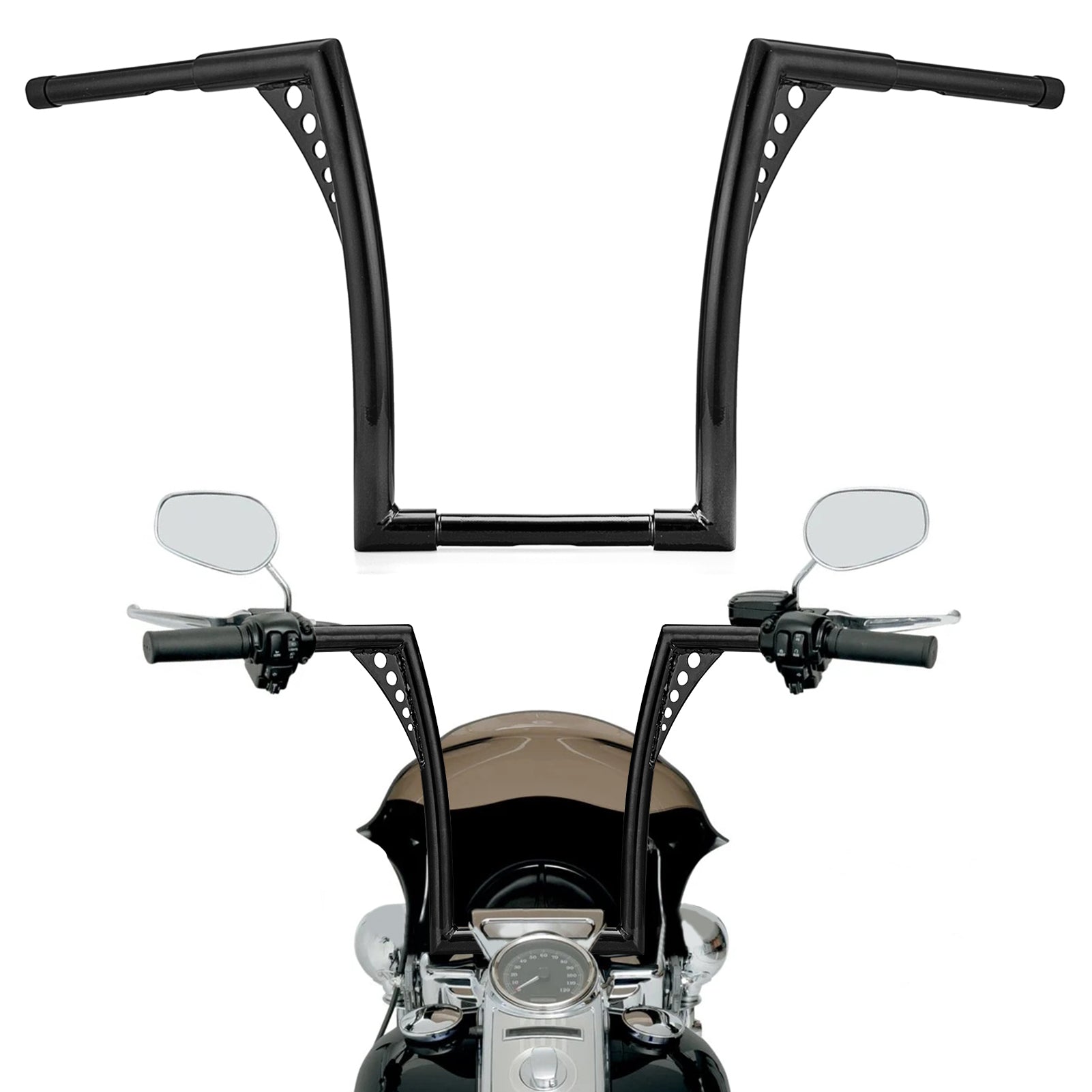 Harley Sportster Softail Dyna FXRS 10" Rise 1“ Clamp APE Hangers Handlebar - Mofun - HD082 - B