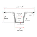 Harley Sportster Softail Road Glide King w/1" Clamp Riser 12" APE Hanger Handlebars - Mofun - HD045 - E