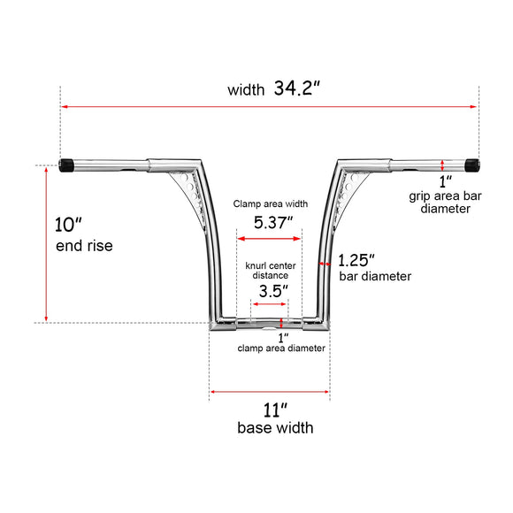 Harley Sportster XL 883 1200 Iron Born 1 1/4" Rise 1" Clamp Ape Hanger Bar Handlebar - Mofun - HD082 - E