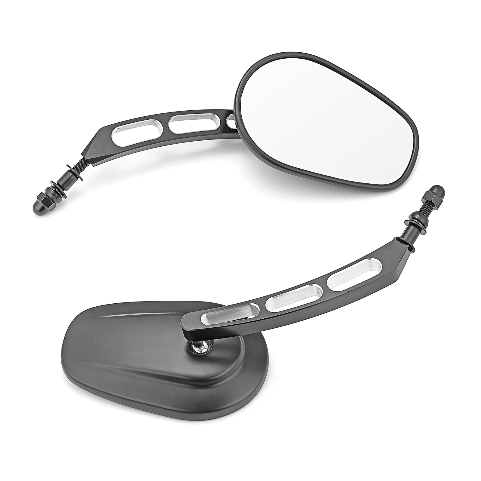 Harley Street Glide FLH Sportster Dyna Softail 360 Adjust Long Stem Rear View Side Mirrors - Mofun - HD041 - B