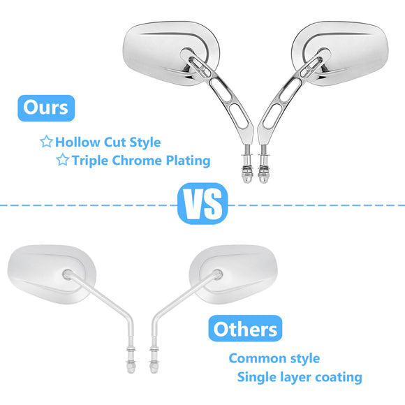 Harley Street Glide FLH Sportster Dyna Softail 360 Adjust Long Stem Rear View Side Mirrors - Mofun - HD041 - B