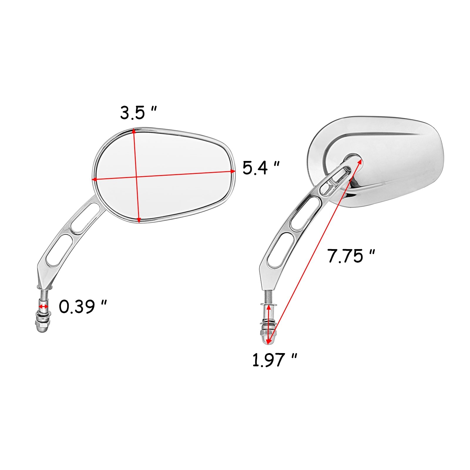 Harley Street Glide FLH Sportster Dyna Softail 360 Adjust Long Stem Rear View Side Mirrors - Mofun - HD041 - B