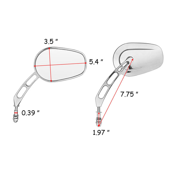 Harley Street Glide FLH Sportster Dyna Softail 360 Adjust Long Stem Rear View Side Mirrors - Mofun - HD041 - B