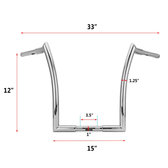 Harley Touring Road King FLHR Road Glide Custom 12" Rise 1" Clamp Ape Hangers Handlebar - Mofun - 90101163
