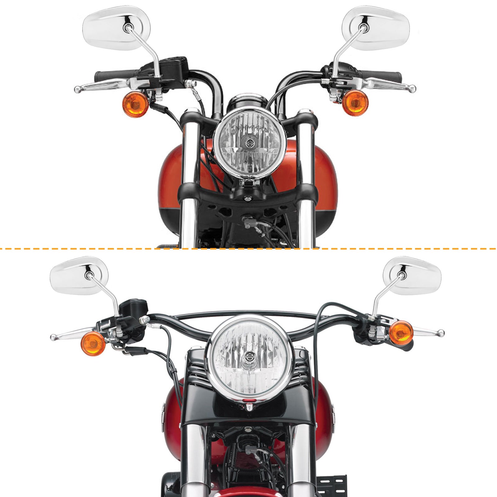 Motorcycle Harley Sportster 1000 883 XL Softail 8mm 360 Adjust Long Stem Rear View Side Tapered Mirrors - Mofun - 90106007