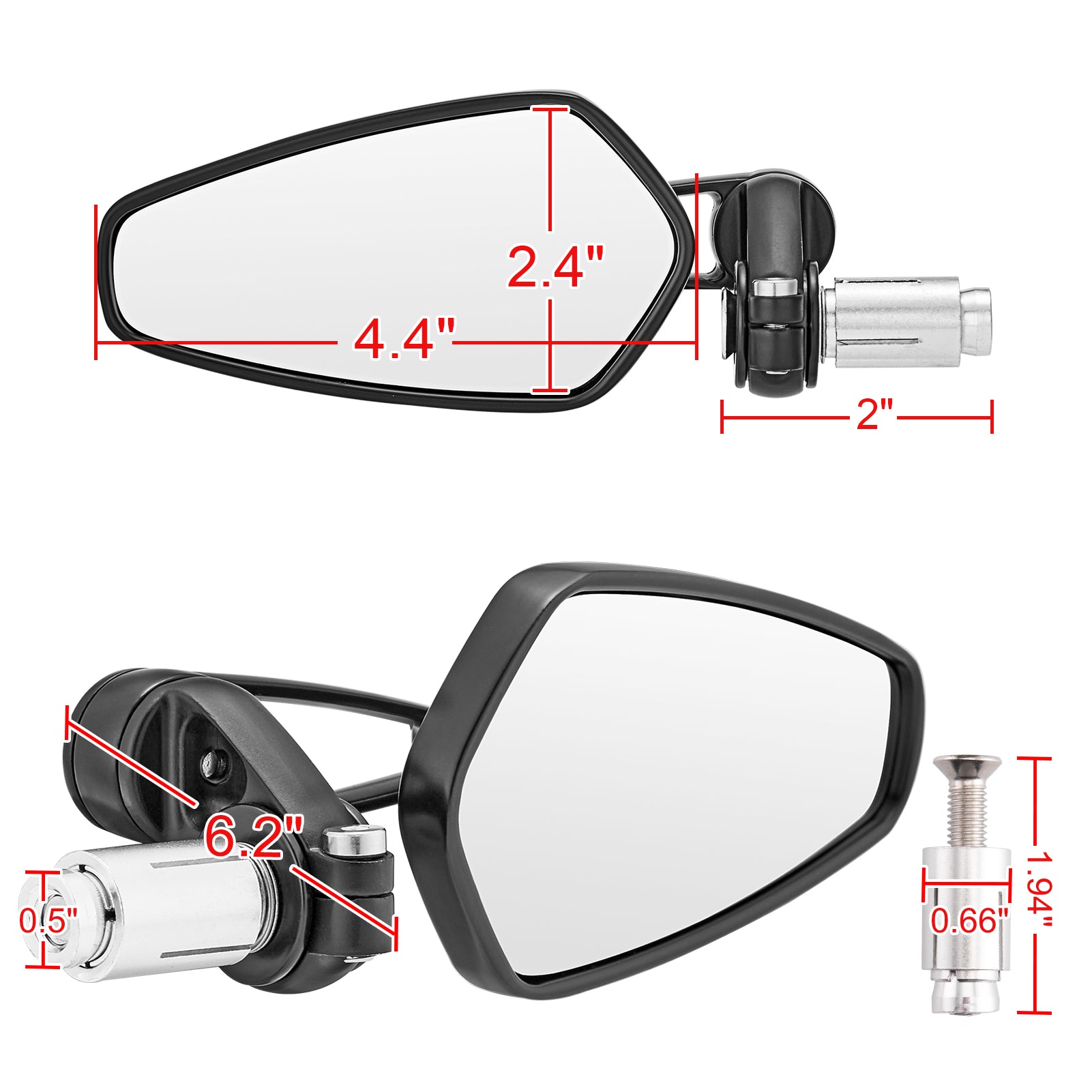 Motorcycle Mirrors - Bar End Rear View Mirrors Street bikes Sports bikes Cruiser with 7/8