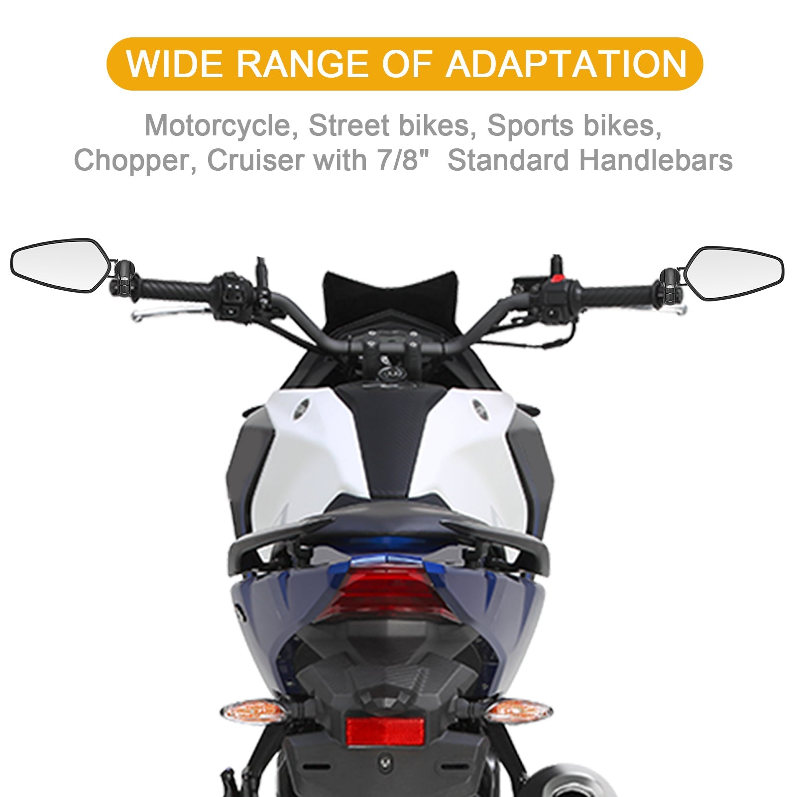 Motorcycle Mirrors - Bar End Rear View Mirrors Street bikes Sports bikes Cruiser with 7/8