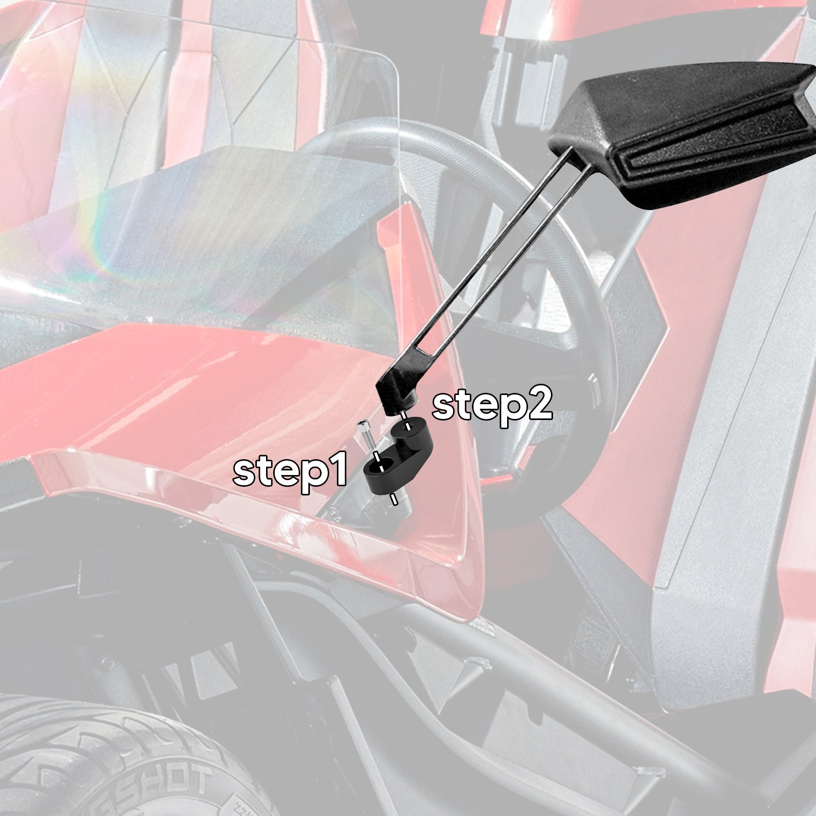 Pair For 2015+ Polaris Slingshot Adjustable Side Mirror Risers Extender Adaptor - Mofun - 90120007